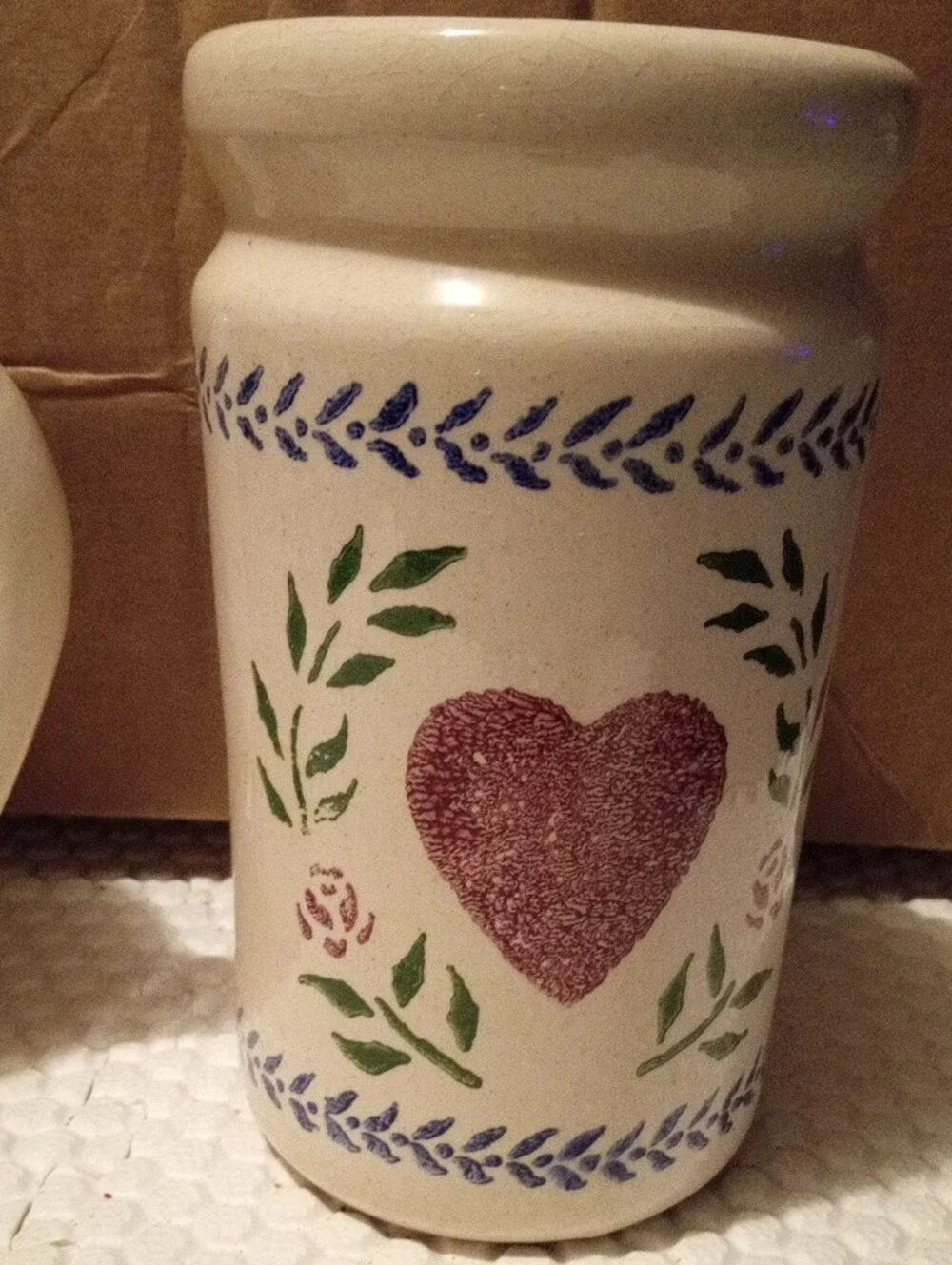 Ceramic Heart Accent Creamer and Canister Set - White with Red Heart